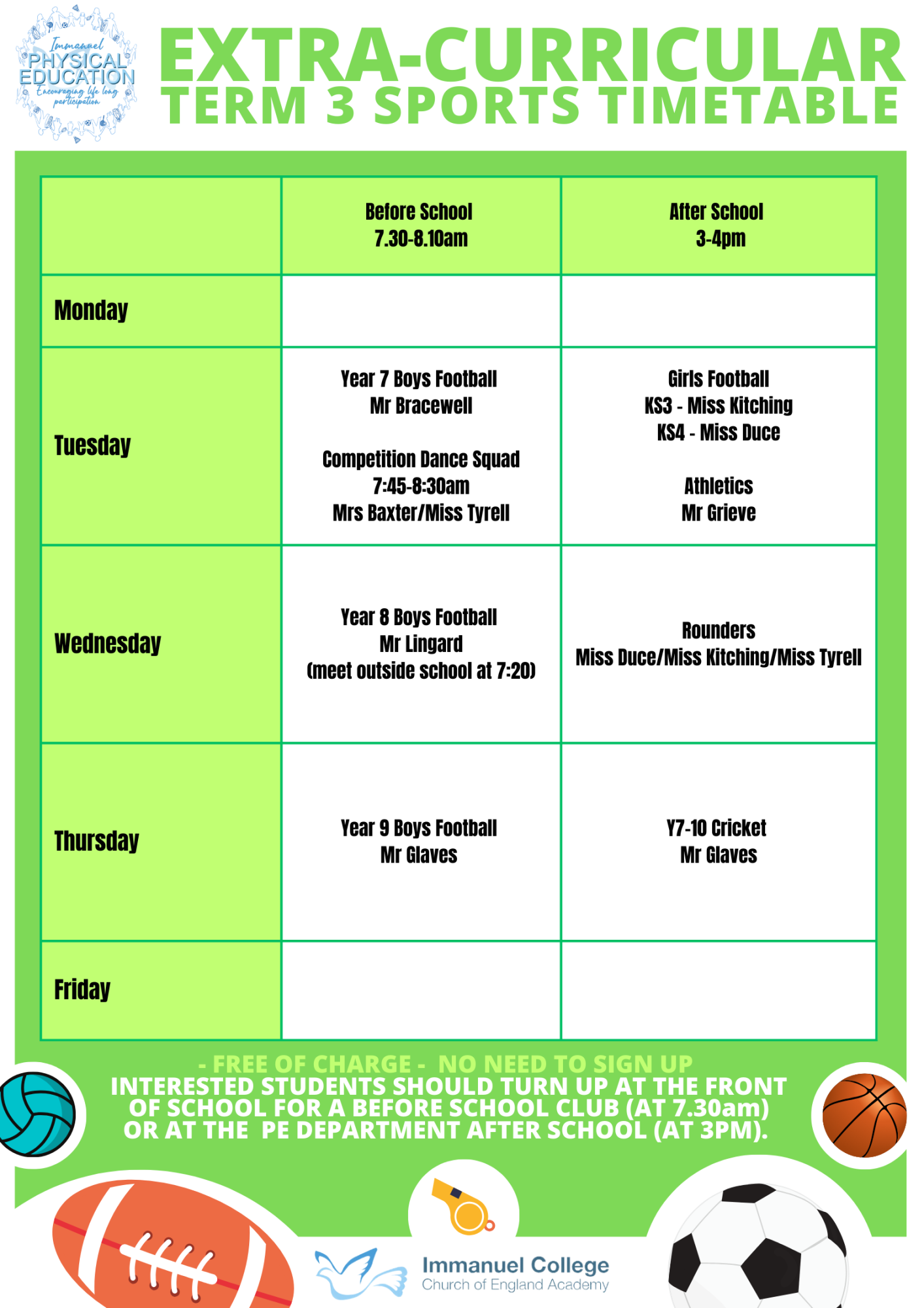 Extra Curricular Sports Timetable term 3 2425 (1)